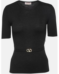 Valentino - Belted Virgin Wool Sweater - Lyst