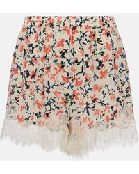 Ulla Johnson - Shorts Noella De Seda Con Encaje Floral - Lyst