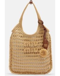 Miu Miu - Ivy Crochet Raffia-Effect Top-Handle Bag - Lyst