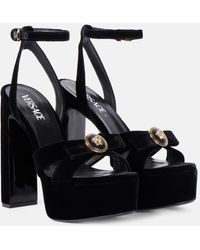 Versace - Medusa Velvet Platform Sandals - Lyst