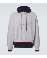 Balenciaga - Logo Layered Cotton Jersey Hoodie - Lyst