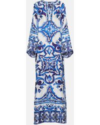 Dolce & Gabbana Caftan en sarga de seda estampado - Azul