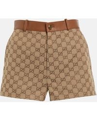 Gucci - GG Supreme Leather-trimmed Shorts - Lyst