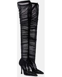 Jimmy Choo - Lotta 100 Embellished Tulle Over-The-Knee Boots - Lyst