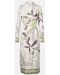 Tory Burch - Belted Printed Silk Midi Dress - Lyst