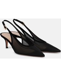 Gianvito Rossi - 55 Leather-Trimmed Organza Slingback Pumps - Lyst