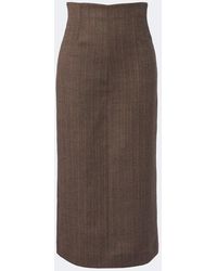 Maison Margiela - Herringbone Virgin Wool Midi Skirt - Lyst