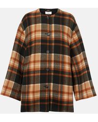 Chloé - Checked Wool And Silk Coat - Lyst