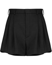 Saint Laurent High-rise Wool Twill Shorts - Black