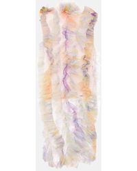 SUSAN FANG - Vestido Largo De Tul Fruncido - Lyst