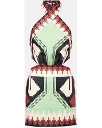 Johanna Ortiz - Printed Halterneck Linen Minidress - Lyst
