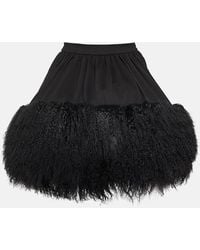 David Koma - Jersey And Shearling Miniskirt - Lyst