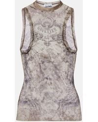 Jean Paul Gaultier - Bedrucktes Top Medaillon Aus Mesh - Lyst