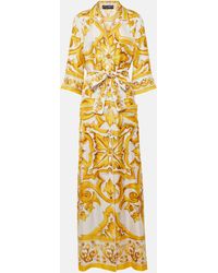 Dolce & Gabbana - Majolica Silk Twill Maxi Dress - Lyst