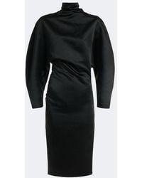 KHAITE - Harlin Draped Satin Midi Dress - Lyst