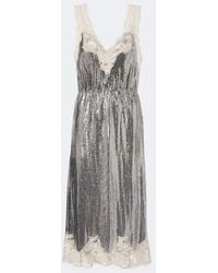 Rabanne - Lace-Trimmed Chainmail Midi Dress - Lyst