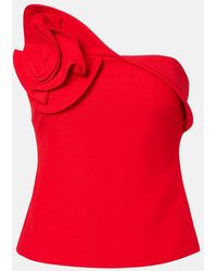 Roland Mouret - Floral-Applique Strapless Crepe Top - Lyst