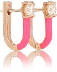 Melissa Kaye Aria 18kt Rose Gold Hoop Earrings With Diamonds - Pink