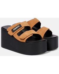 Coperni - Logo Suede Wedge Mules - Lyst