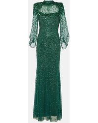 Jenny Packham - Abito lungo in tulle con paillettes - Lyst