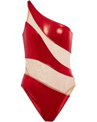 40% di sconto Slip bikini in lamé a vita alta di Norma Kamali Donna Abbigliamento da Abbigliamento da spiaggia da Bikini e costumi interi 