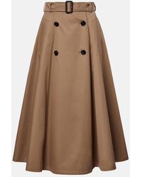 Burberry - Belted Cotton Midi Skirt - Lyst