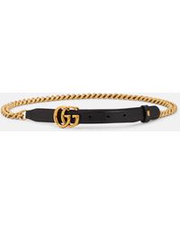 Gucci - GG Chain And Leather Belt - Lyst