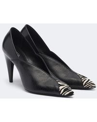 Isabel Marant - Luza Calf Hair-Trimmed Snake-Effect Leather Pumps - Lyst