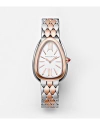 BVLGARI - Serpenti Seduttori 18Kt And Stainless Steel Watch With Rubellite - Lyst