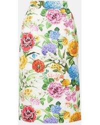 Dolce & Gabbana - Floral Cotton Brocade Pencil Skirt - Lyst