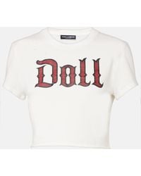 Dolce & Gabbana - Printed Cropped Cotton Jersey T-Shirt - Lyst