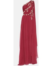 Costarellos - One-shoulder Embroidered Silk Gown - Lyst