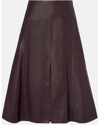 Alaïa - Low-Rise Leather Midi Skirt - Lyst