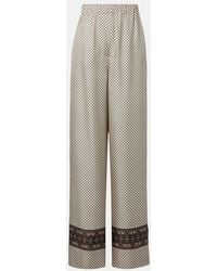 Loro Piana - Valerio Printed Silk Twill Wide-Leg Pants - Lyst