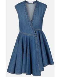 Alaïa - Asymmetric Denim Wrap Dress - Lyst