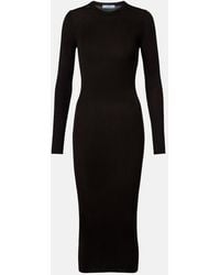 Prada - Ribbed-Knit Virgin Wool Midi Dress - Lyst