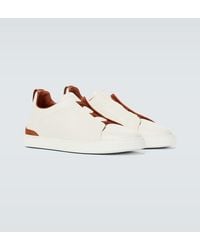 ZEGNA - Deerskin Triple Stitchtm Sneakers - Lyst