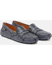 Tod's - Gommino Snake-Effect Leather Driving Shoes - Lyst