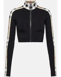 Burberry - Cropped Checked Stretch-jersey Jacket - Lyst