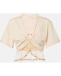 Rabanne - Embellished Cotton Jersey Crop Top - Lyst