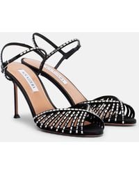 Aquazzura - Hold Me 85 Crystal-Embellished Sandals - Lyst