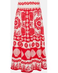 FARM Rio - Red Ainika Shell Linen-blend Maxi Skirt - Lyst