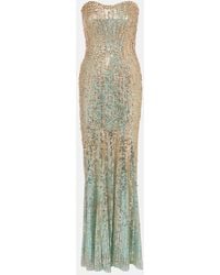 Jenny Packham - Sarai Sequined Strapless Gown - Lyst