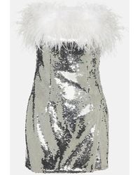 Self-Portrait - Minikleid Mit Pailletten Und Federn - Lyst