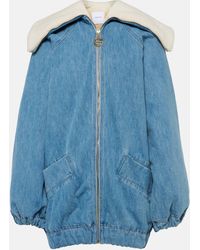Patou - Denim And Faux Shearling Bomber Jacket - Lyst