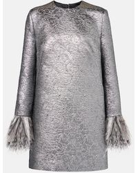 Dolce & Gabbana - Feather-Trimmed Lame Minidress - Lyst