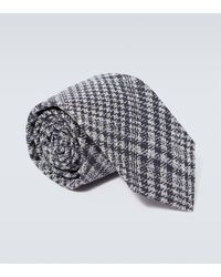 Kiton - Checked Silk And Linen Tie - Lyst