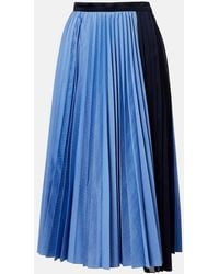 Sacai - Striped Cotton-Blend Poplin Midi Skirt - Lyst