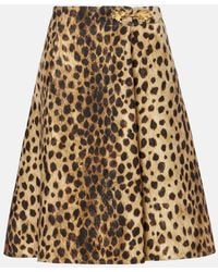 Valentino - Leopard-Print Wool Midi Skirt - Lyst