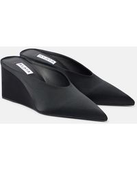 Alaïa - Satin Point-Toe Wedge Mules - Lyst